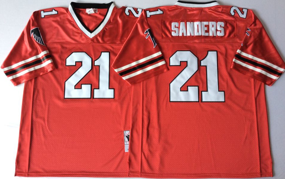 Men NFL Atlanta Falcons 21 Sanders red style #2 Mitchell Ness jerseys->atlanta falcons->NFL Jersey